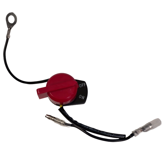 Order a A genuine replacement engine on/off switch (Part 1) for the Titan Pro range of 15HP, 7HP, TP1200, and TPBeaver petrol wood chippers. Comes complete with the required pre-attached wiring for a simple plug-and-play installation to restore safe ignition control. (Also fits legacy 13/14HP models).